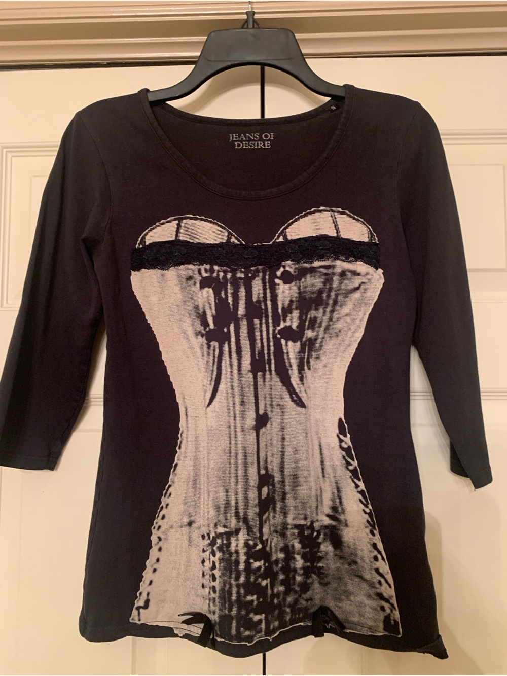 Jeans of Desire Y2K Black Corset Print Top